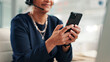 © peopleimages.com - Woman, hands or phone in call center for research, telemarketing schedule or scroll on networking app. Sales agent, tech and typing in agency for contact, calendar update or browsing for productivity