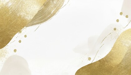 Poster - luxury gold watercolor abstract background with elegant metallic textures and soft beige brush strokes for branding or invitation design