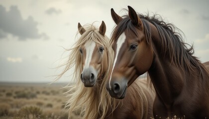 Naklejka na meble Majestic Mustangs: A Breathtaking Portrait of Two Wild Horses in Their Natural Habitat