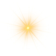 yellow sun, a flash, a soft glow without departing rays. star flashed with sparkles isolated on whit