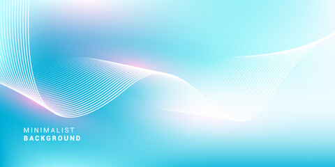 Wall Mural - Abstract blue gradient background with shining lines waves. Minimalist background for banner, poster, cover, brochure, flyer, website