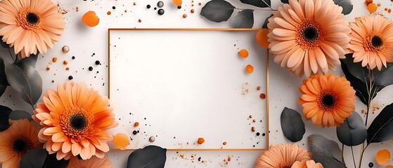 Wall Mural - Orange gerbera flowers frame