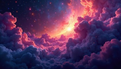 Wall Mural - Stunning cosmic clouds of gas and dust, vibrant colors swirling in deep space , stars, reflection nebula, deep space