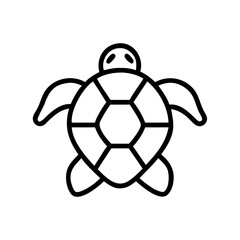 minimalist black outline vector icon of a turtle with shell, symbolizing nature, wildlife in a clean