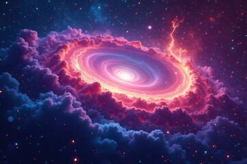 Wall Mural - Infinite nebula swirls in vibrant cosmic colors, a breathtaking expanse of interstellar gas and dust , galaxy, spiral