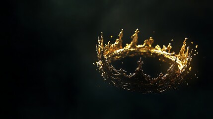 Shimmering golden crown decorated with multicolored gemstones against dark background picture