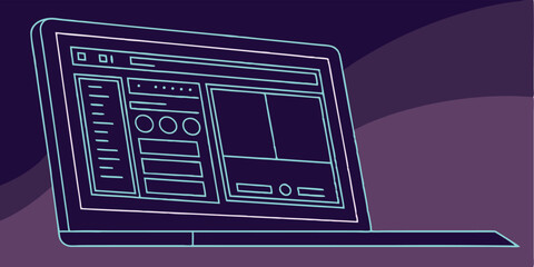 Digital illustration of a modern laptop computer interface design showing transparency