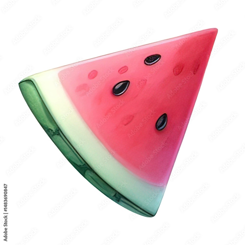 Watercolor watermelon piece on a white background.