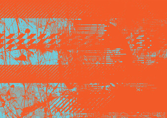 Poster - Glitch distorted geometric shape . Noise destroyed logo . Trendy defect error shapes . Glitched frame .Grunge textured . Distressed effect .Vector shapes with a halftone dots screen print texture.