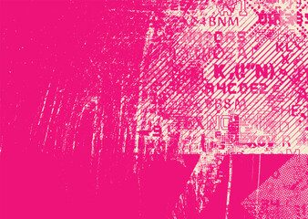 Poster - Glitch distorted geometric shape . Noise destroyed logo . Trendy defect error shapes . Glitched frame .Grunge textured . Distressed effect .Vector shapes with a halftone dots screen print texture.