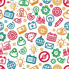 colorful pattern of business and technology icons