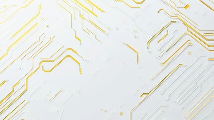 Showcasing yellow tech circuit designs on a sleek white background for digital art enthusiasts