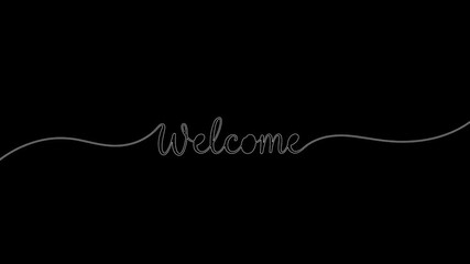 Handwritten welcome text on black background for greeting purposes  