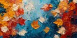 © Snap Realm - Closeup of abstract rough colorful organic autumnal fallen leaves art painting texture, with oil acrylic brushstroke, pallet knife paint on canvas