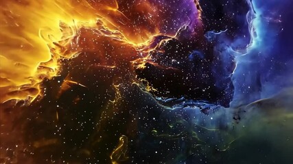 Wall Mural - A colorful space scene with a rainbow of colors and a lot of stars. The colors are vibrant and the stars are scattered throughout