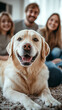© Snap Fusion - Happy family playing, having fun with dog at home