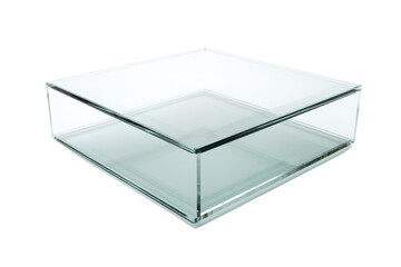 Wall Mural - minimalist transparent glass box on a white background, showcasing modern design and geometric shape
