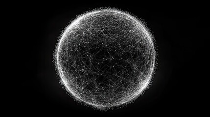 Wall Mural - a glowing sphere of interconnected white lines and dots against a black background in a dark space