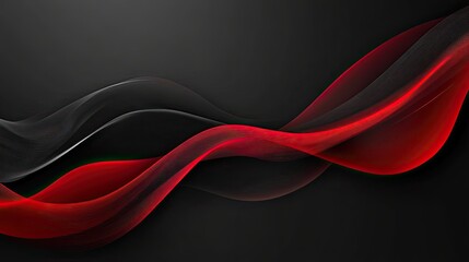 Wall Mural - abstract background featuring flowing red and black lines against a dark backdrop design