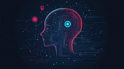 Wall Mural - ai circuit line style for machine learning and smart network digital technology concept. vector illu