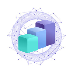 Wall Mural - data analytics, quantum global cloud data visualisation for business intelligence, statistics, graph