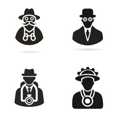 Wall Mural - Steampunk Explorer - Vector icon, simple icon, isolated on white  -  