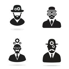 Wall Mural - Steampunk Inventor - Vector icon, simple icon, isolated on white  -  