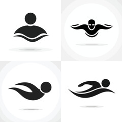 Wall Mural - Swimmer - Vector icon, simple icon, isolated on white  -  
