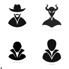 Wall Mural - Villain - Vector icon, simple icon, isolated on white  -  