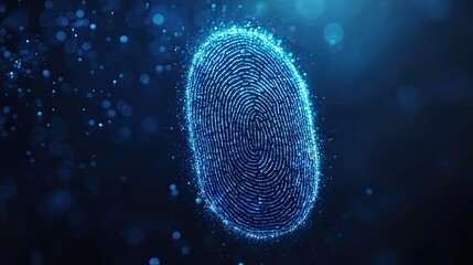 Wall Mural - biometrics digital forensics, man head with fingerprint pattern, security technology concept