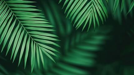 Aufkleber - Lush Green Palm Fronds Tropical Foliage Background