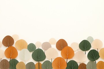 Aufkleber - Colorful autumn leaves arranged in a row against white background