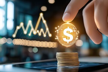 Leinwandbilder - Digital Finance Growth Showing Financial Increase