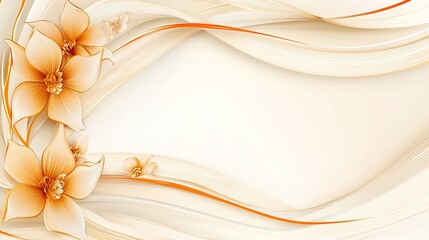 Poster - Elegant Orange Flowers and Creamy Wave Design