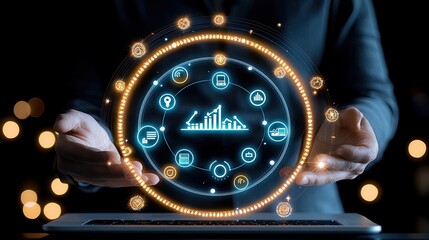 Poster - Person Displays Digital Business Analytics Dashboard