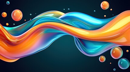 Aufkleber - Abstract Blue Orange Liquid Wave Design