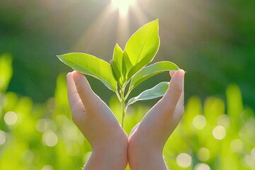Aufkleber - Gentle Hands Cradle A New Green Sprout Of Life