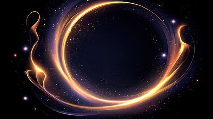 Poster - Golden Light Trails Form A Circular Design In Space