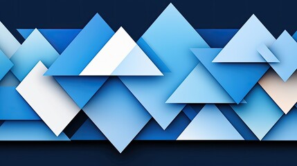 Fototapete - Abstract Blue and White Geometric Triangle Pattern