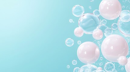 Poster - Abstract Pastel Bubbles Floating On Aqua Background