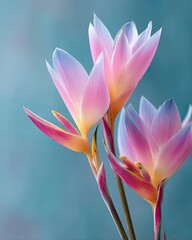 Poster - Tropical Heliconia Bloom Against a Soft Pastel Backdrop With Gentle Light
