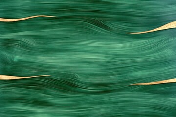 Poster - Abstract Green Waves With Gold Accents