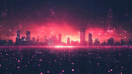 Wall Mural - data city concept, smart city digital design with data management and connectivity features