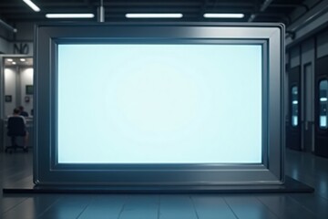 Poster - Blank digital screen in modern indoor space with industrial setting  
