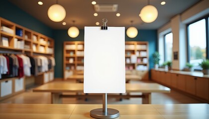 Fototapete - Blank sign on display stand in modern retail store interior  
