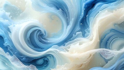 Wall Mural - abstract whirlwind of serenity: a symphony in blue and white