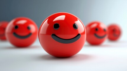Aufkleber - Red smiley faces, happiness concept.
