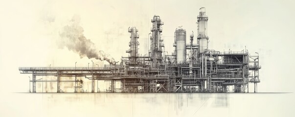 evolution from a simple oil rig to a large oil and gas plant