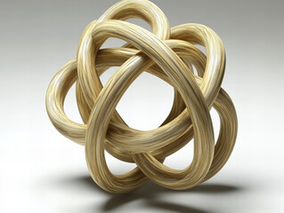 Wall Mural - intricate wooden sculpture showcasing intertwined loops and smooth textures in a minimalist setting