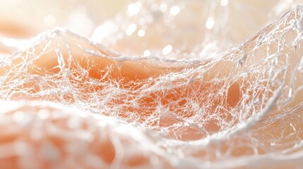 Abstract Macro Photography: Intricate White Lace-like Structure on Peach Background